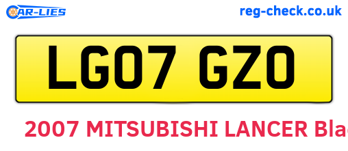 LG07GZO are the vehicle registration plates.