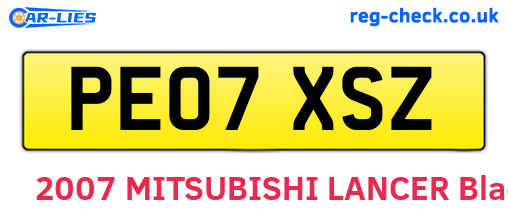 PE07XSZ are the vehicle registration plates.