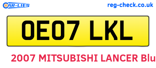 OE07LKL are the vehicle registration plates.