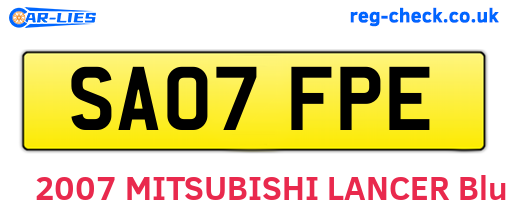 SA07FPE are the vehicle registration plates.