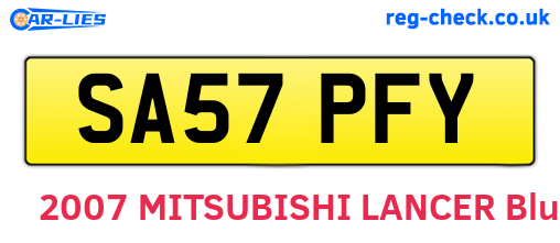 SA57PFY are the vehicle registration plates.