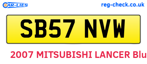 SB57NVW are the vehicle registration plates.