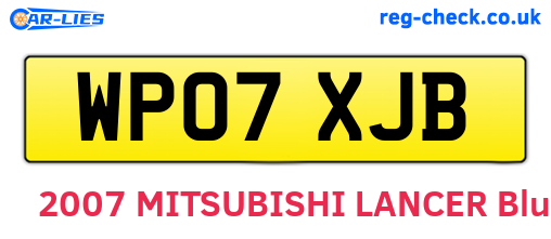 WP07XJB are the vehicle registration plates.