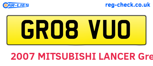 GR08VUO are the vehicle registration plates.