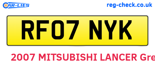 RF07NYK are the vehicle registration plates.