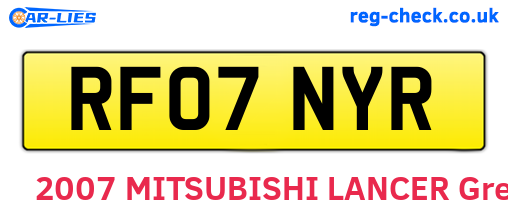 RF07NYR are the vehicle registration plates.