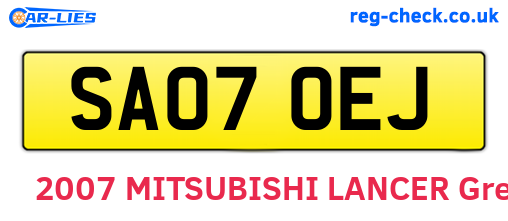 SA07OEJ are the vehicle registration plates.