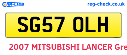 SG57OLH are the vehicle registration plates.