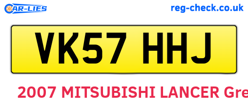VK57HHJ are the vehicle registration plates.