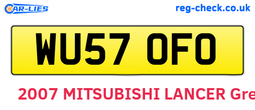 WU57OFO are the vehicle registration plates.