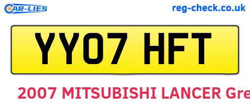 YY07HFT are the vehicle registration plates.