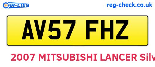AV57FHZ are the vehicle registration plates.