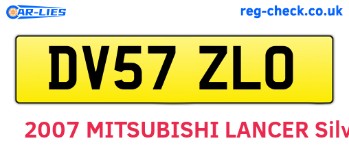 DV57ZLO are the vehicle registration plates.