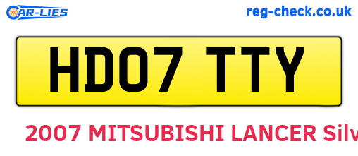 HD07TTY are the vehicle registration plates.