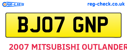 BJ07GNP are the vehicle registration plates.