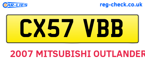 CX57VBB are the vehicle registration plates.