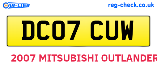 DC07CUW are the vehicle registration plates.
