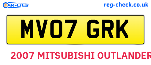 MV07GRK are the vehicle registration plates.