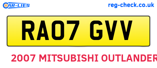 RA07GVV are the vehicle registration plates.