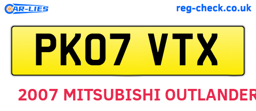 PK07VTX are the vehicle registration plates.