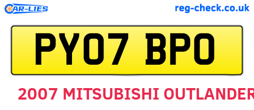 PY07BPO are the vehicle registration plates.