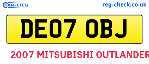 DE07OBJ are the vehicle registration plates.