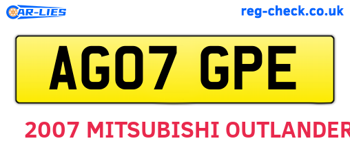 AG07GPE are the vehicle registration plates.