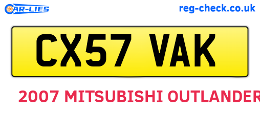 CX57VAK are the vehicle registration plates.