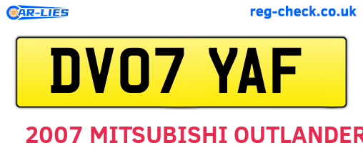 DV07YAF are the vehicle registration plates.