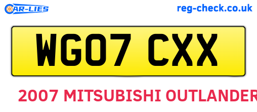 WG07CXX are the vehicle registration plates.
