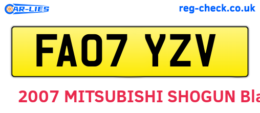 FA07YZV are the vehicle registration plates.