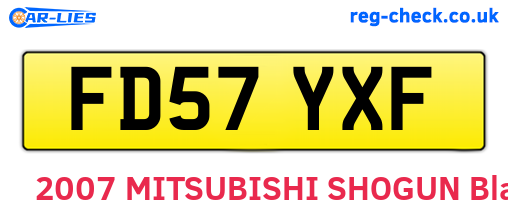 FD57YXF are the vehicle registration plates.