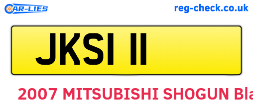 JKS111 are the vehicle registration plates.