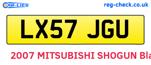 LX57JGU are the vehicle registration plates.