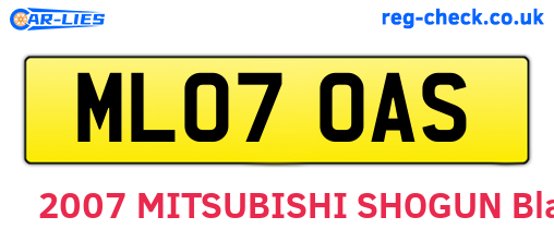 ML07OAS are the vehicle registration plates.