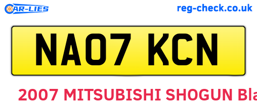 NA07KCN are the vehicle registration plates.