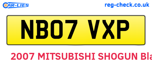 NB07VXP are the vehicle registration plates.