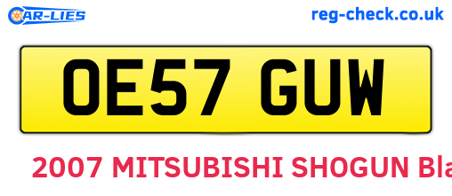 OE57GUW are the vehicle registration plates.