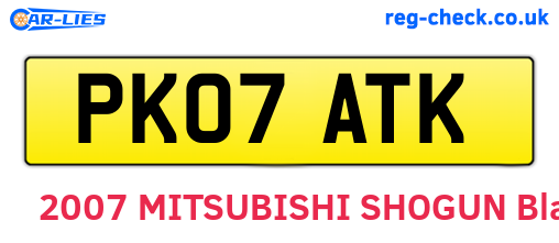 PK07ATK are the vehicle registration plates.