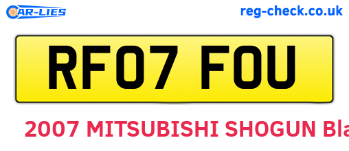 RF07FOU are the vehicle registration plates.