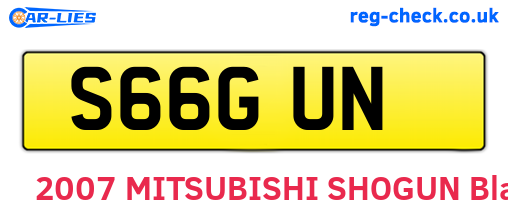 S66GUN are the vehicle registration plates.
