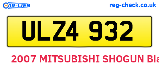 ULZ4932 are the vehicle registration plates.