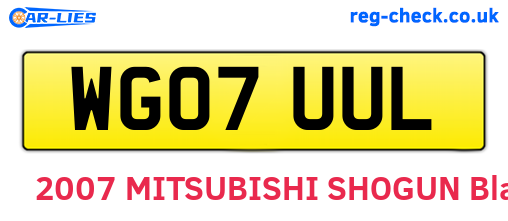 WG07UUL are the vehicle registration plates.