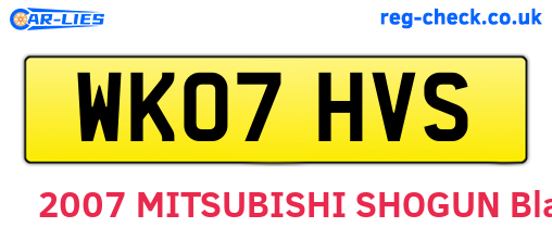 WK07HVS are the vehicle registration plates.