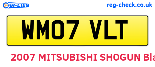 WM07VLT are the vehicle registration plates.