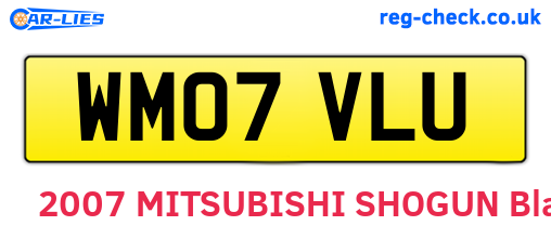 WM07VLU are the vehicle registration plates.
