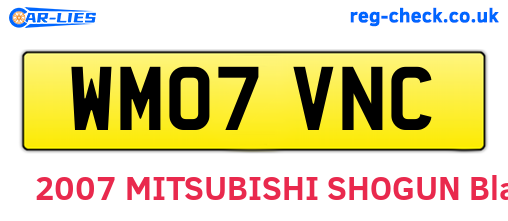 WM07VNC are the vehicle registration plates.