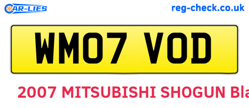 WM07VOD are the vehicle registration plates.