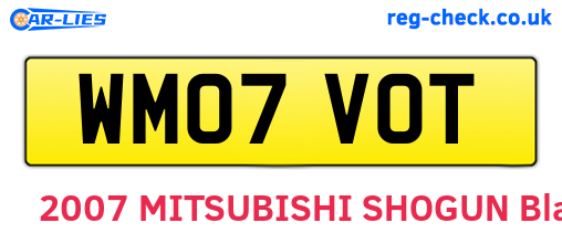 WM07VOT are the vehicle registration plates.