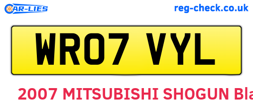 WR07VYL are the vehicle registration plates.
